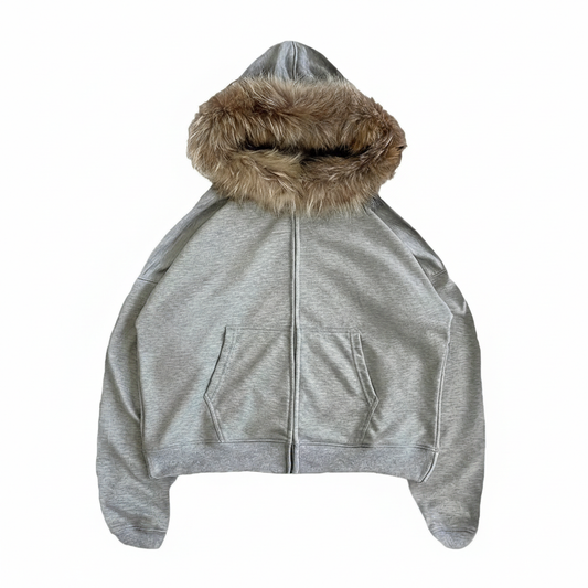 Fur hood Y2K Zip-Up Hoodie